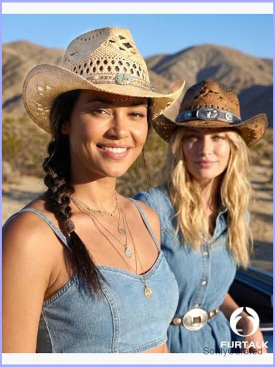 Straw Cowboy Hat with Interchangeable Bands, Wide Brim, Adjustable main image 4